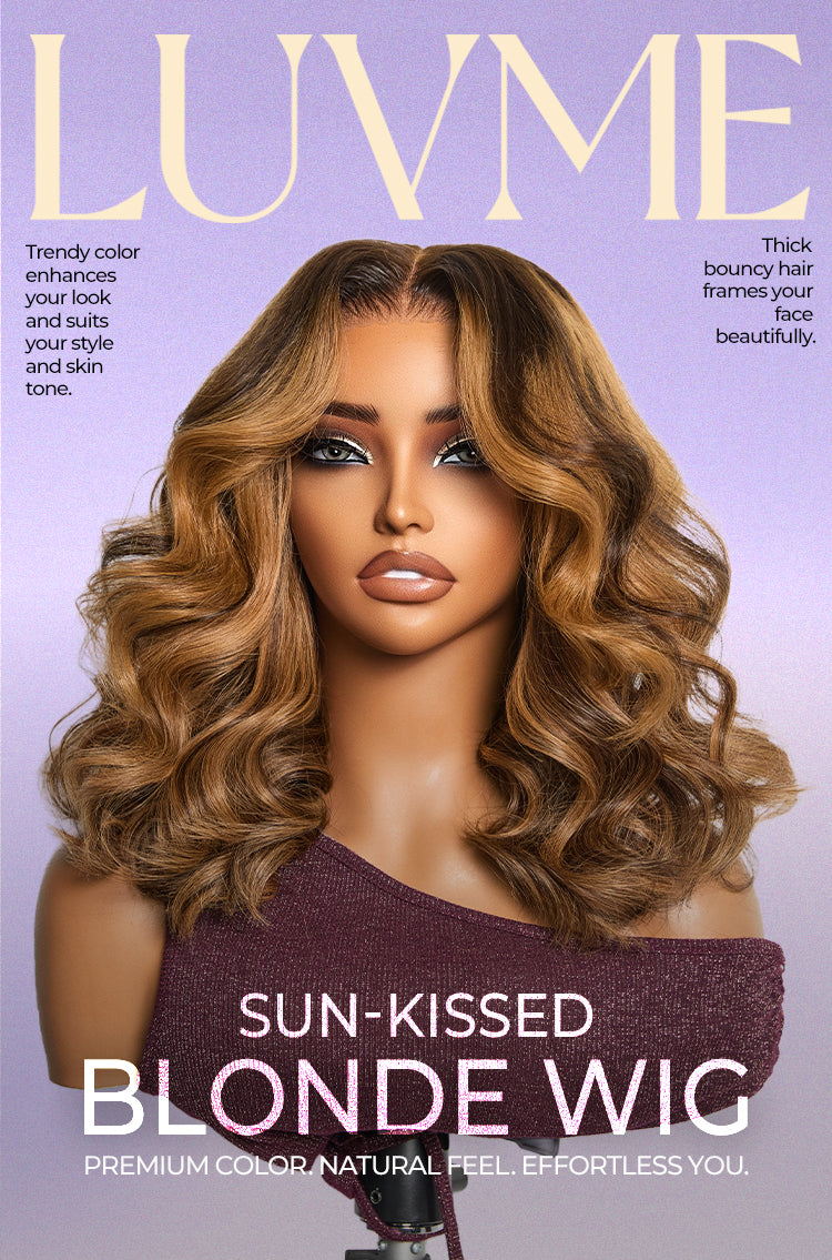 VIP ONLY | Sun-Kissed Warm Tone Brown with Blonde Highlights 180% Density Loose Wave Glueless 5x5 Closure Lace Wig Pre-Cut Lace-09