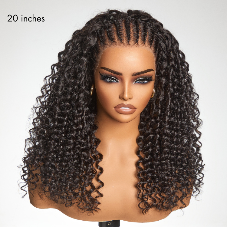New Customers Only | Readitress™ Knotless Fulani Braids Deep Wave Glueless Ear-to-ear 13x4 Frontal HD Lace Wig Human Hair-02