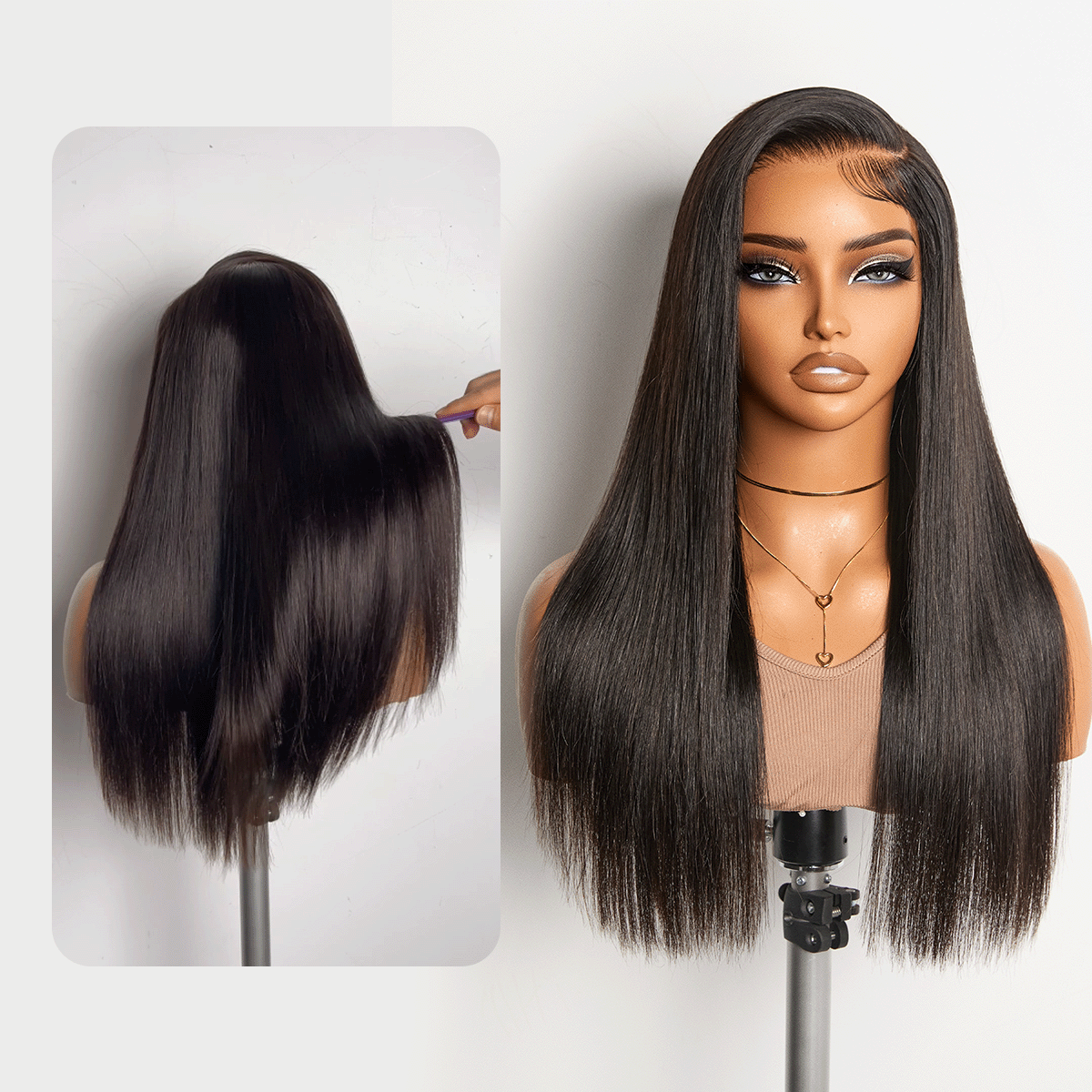 New Customers Only | Luvme All-Day Comfort Wig 180% / 250% Density Bone Straight with Baby Hair PartingMax Glueless 7x6 Closure HD Lace Wig Pre-Cut Lace-01