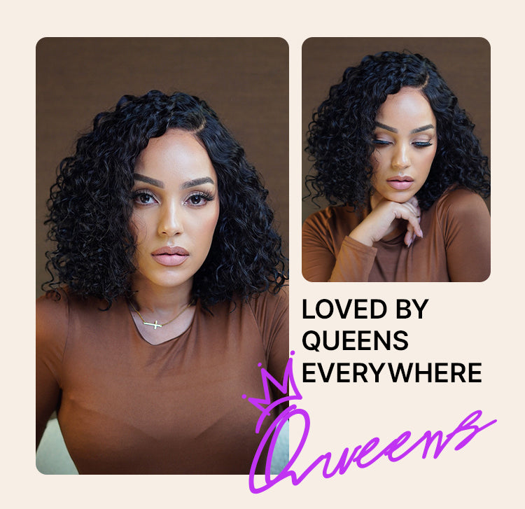 Tiktok Exclusive Deal | Ready to Go Water Wave Short Curly Bob Wig Glueless Minimalist HD Lace Wig Pre-Cut Lace-26