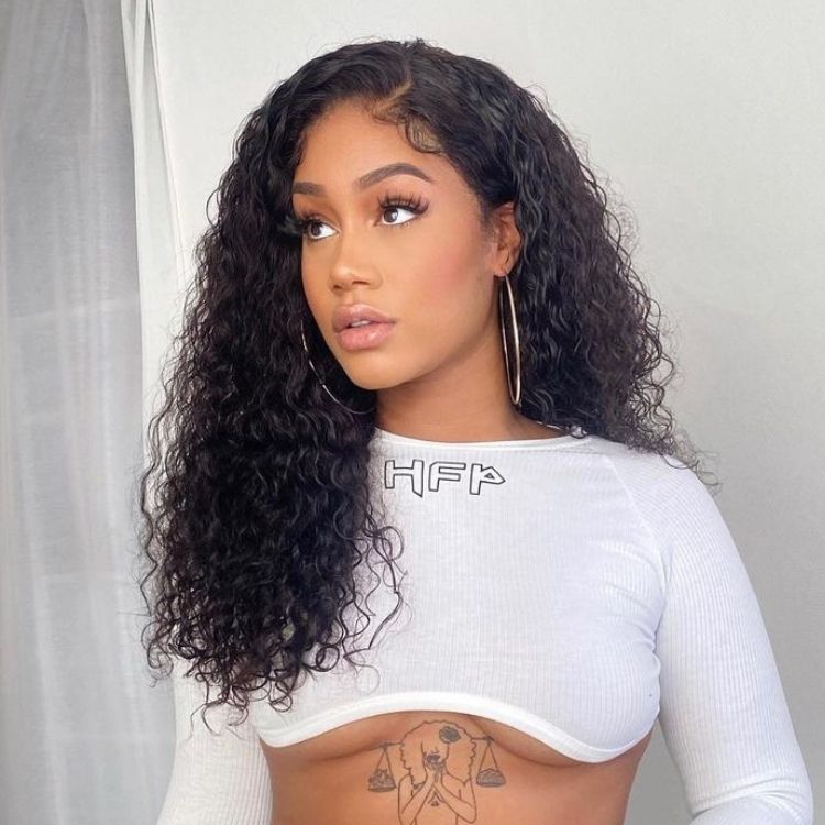 18 Inches=$129.9 | Water Wave 360 Lace Flexi-Fit Invisi Drawstring Cap Long Wig 100% Human Hair Pre-bleached & Pre-plucked & Pre-Cut Lace-14