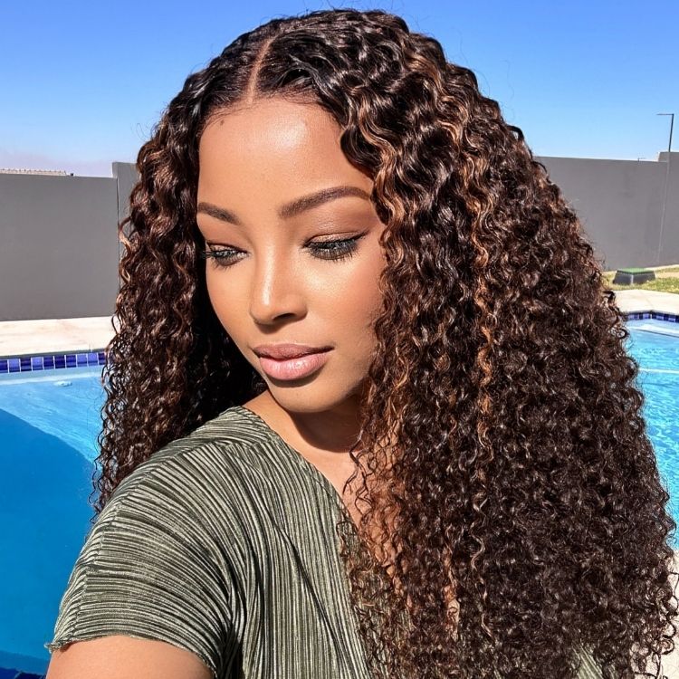 22 Inches=$159.9 | 180% Density Copper Highlight Kinky Curly Glueless 5x5 Closure Lace Curly Wig-01