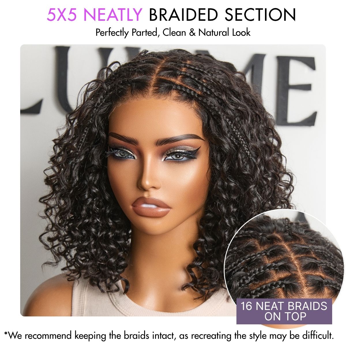 Tiktok Exclusive Deal | Boho Braids Deep Curly Glueless 5x5 Closure Lace with Braided Top Human Hair Wig Pre-Cut Lace-23