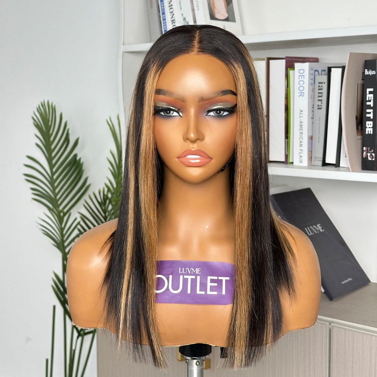 Outlet | Blonde Mix Black Straight 5x5 Regular Lace Wig  Pre-cut Lace-01