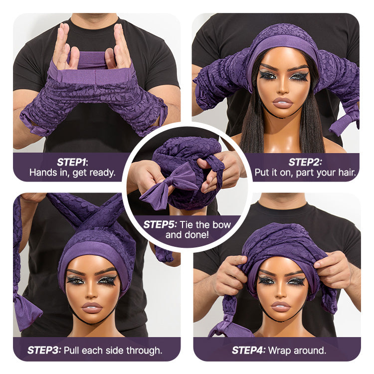 Luvme Hair satin wrap bonnet for long hair, designed to prevent frizz and help achieve effortless waves overnight.