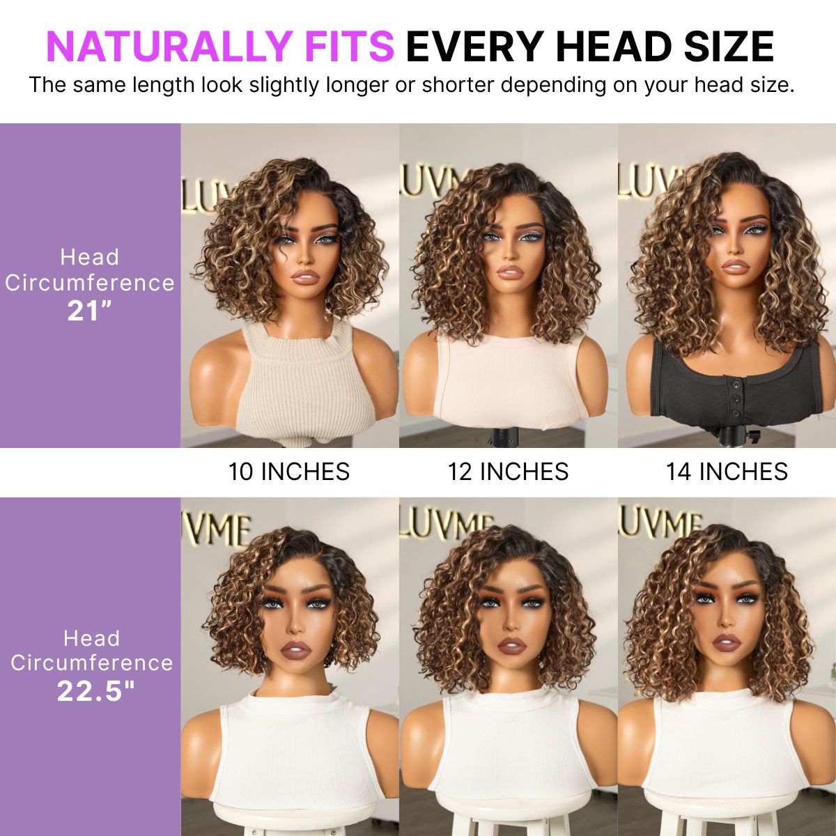 Luvme Hair water wave short curly bob wig with HD lace, glueless and pre-cut lace for a natural, ready-to-wear look.