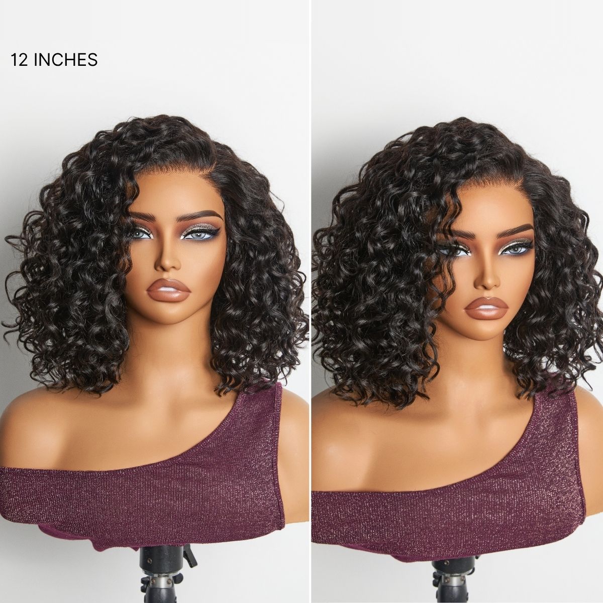 Crazy Wednesday | Ready to Go Blonde Highlight / Natural Black Water Wave Short Curly Bob Wig Glueless Minimalist HD Lace Wig Pre-Cut Lace-19