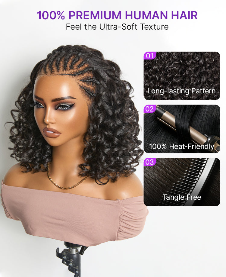 VIP ONLY | Readitress Chic & Voluminous 180% Density Pre-Braided Bouncy Curly Glueless Ear-to-ear 13x4 Frontal Lace Wig-12
