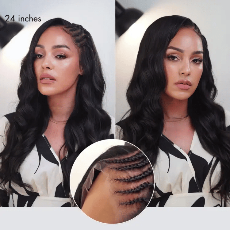 ベアー様 Side Braided Yaki Body Wave 13x6 Frontal Synthetic Braided Wig