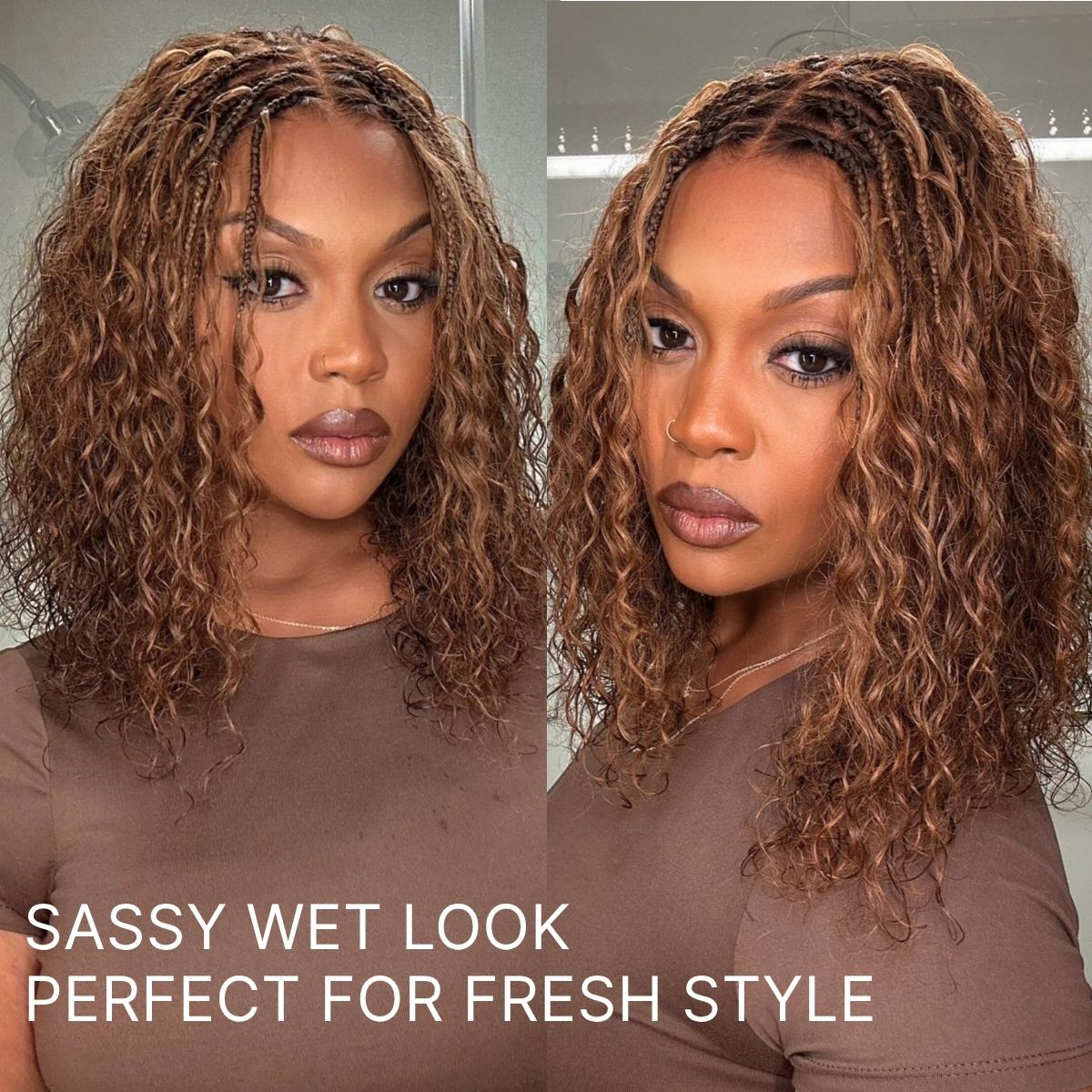 Readitress™ Boho Braids Deep Curly Glueless 5x5 Closure Lace with Braided Top Human Hair Wig Pre-Cut Lace-77