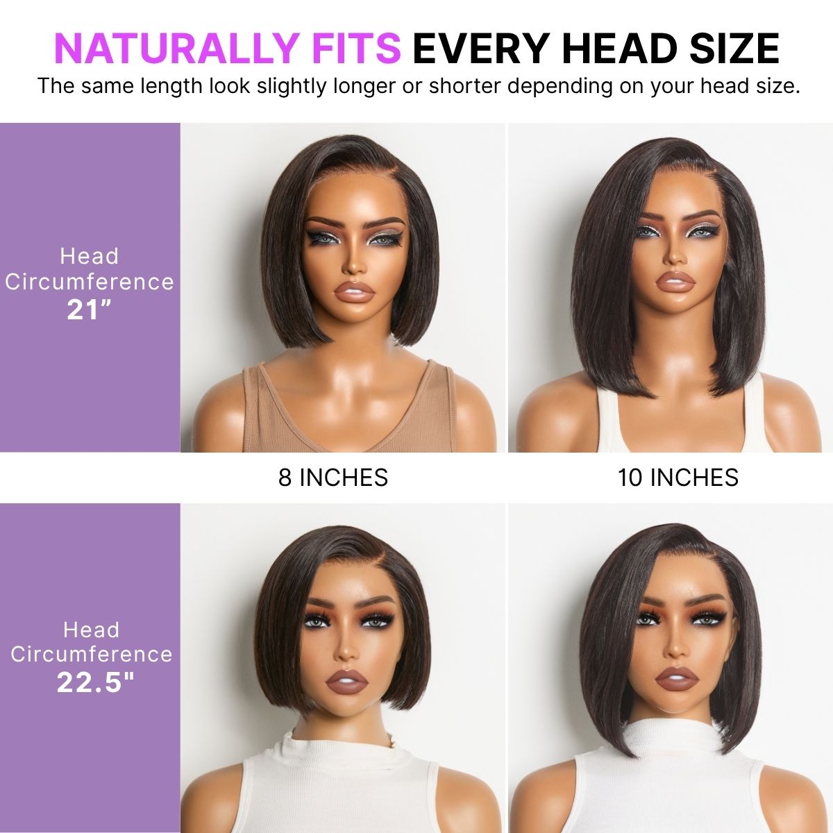 PreMax Wigs | Super Natural Hairline Silky Blunt Cut Bob Glueless 13x4 Frontal Lace Human Hair Short Wig Pre-Cut Lace-27