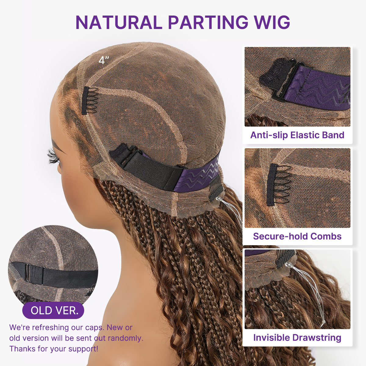 Readitress™ Ombre Honey Blonde French Curl Knotless Boho Braids HD Full Lace Long Wig Flexi Fit Invisi Drawstring Cap - US Only-57