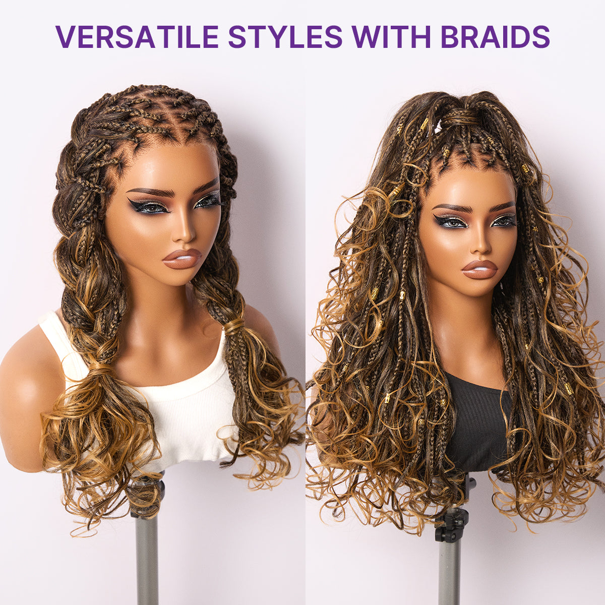 Readitress™ French Curl Knotless Boho Braids HD Full Lace Long Wig Flexi Fit Invisi Drawstring Cap - US Only-47