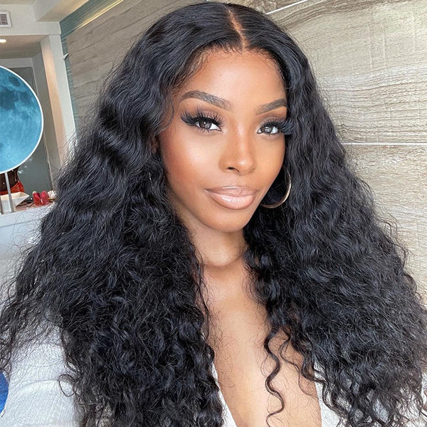 Natural Black Water Wave 13x4 HD Lace Front Free Part Glueless Wig 100% Human Hair - US Only-02