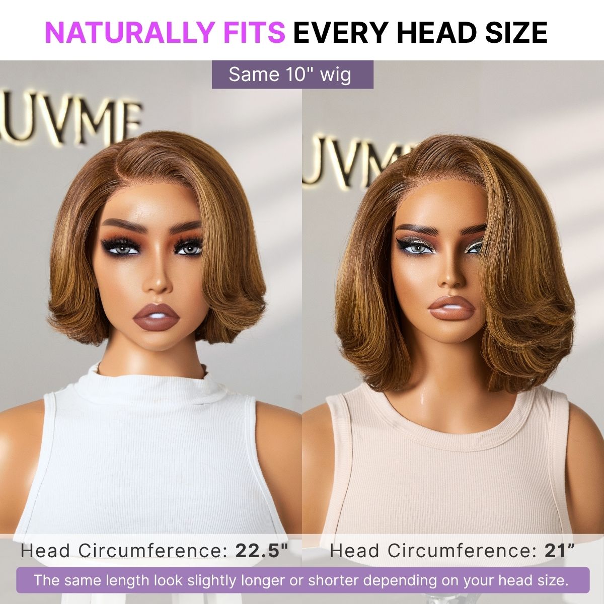 Luvme Hair Toffee Brown Mix Blonde and Black layered bob lace wig with 5x5 glueless closure, natural-looking and stylish.