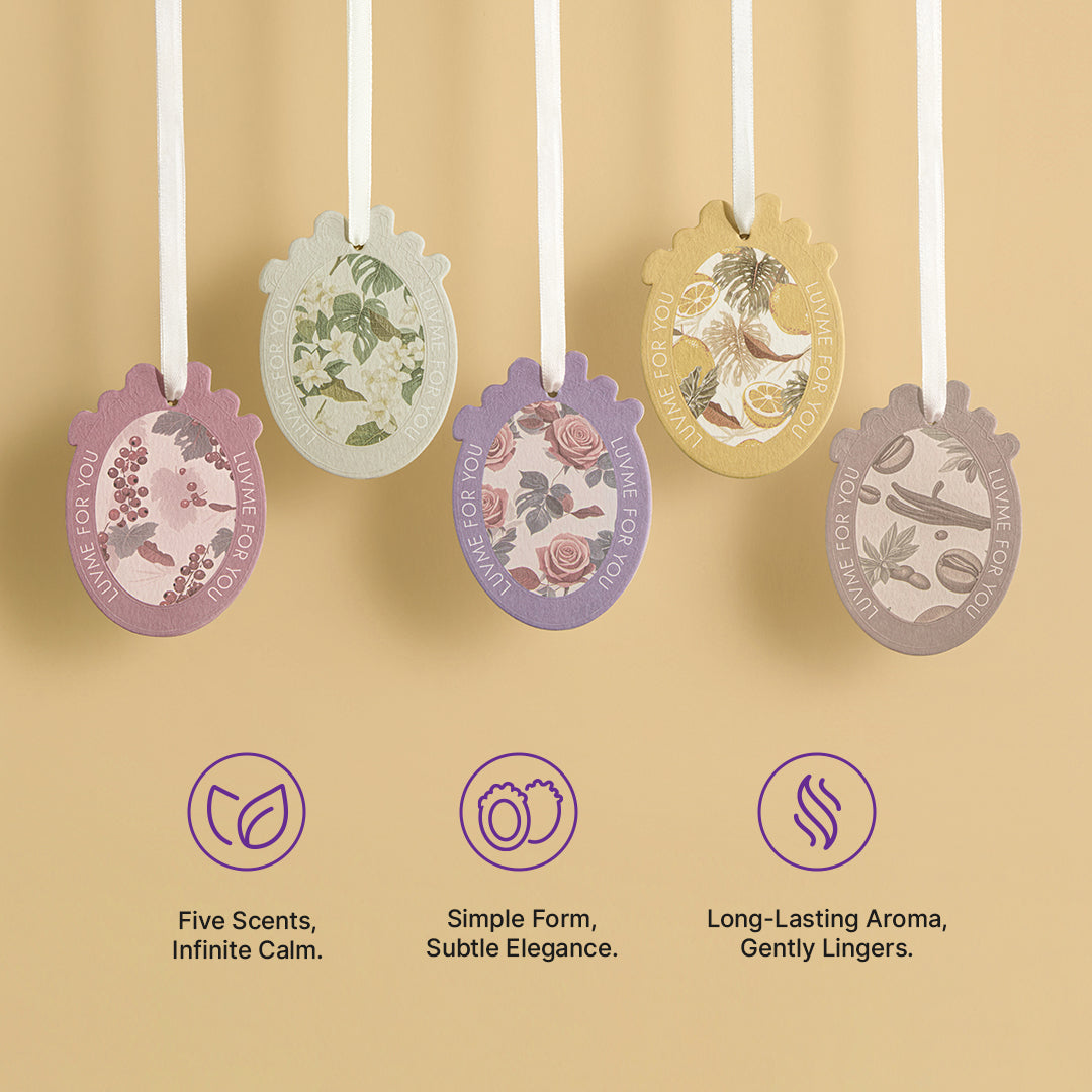 Set of 10 Luvme Hair fragrance cards with long-lasting aroma, compact and lightweight for adding a fresh scent.