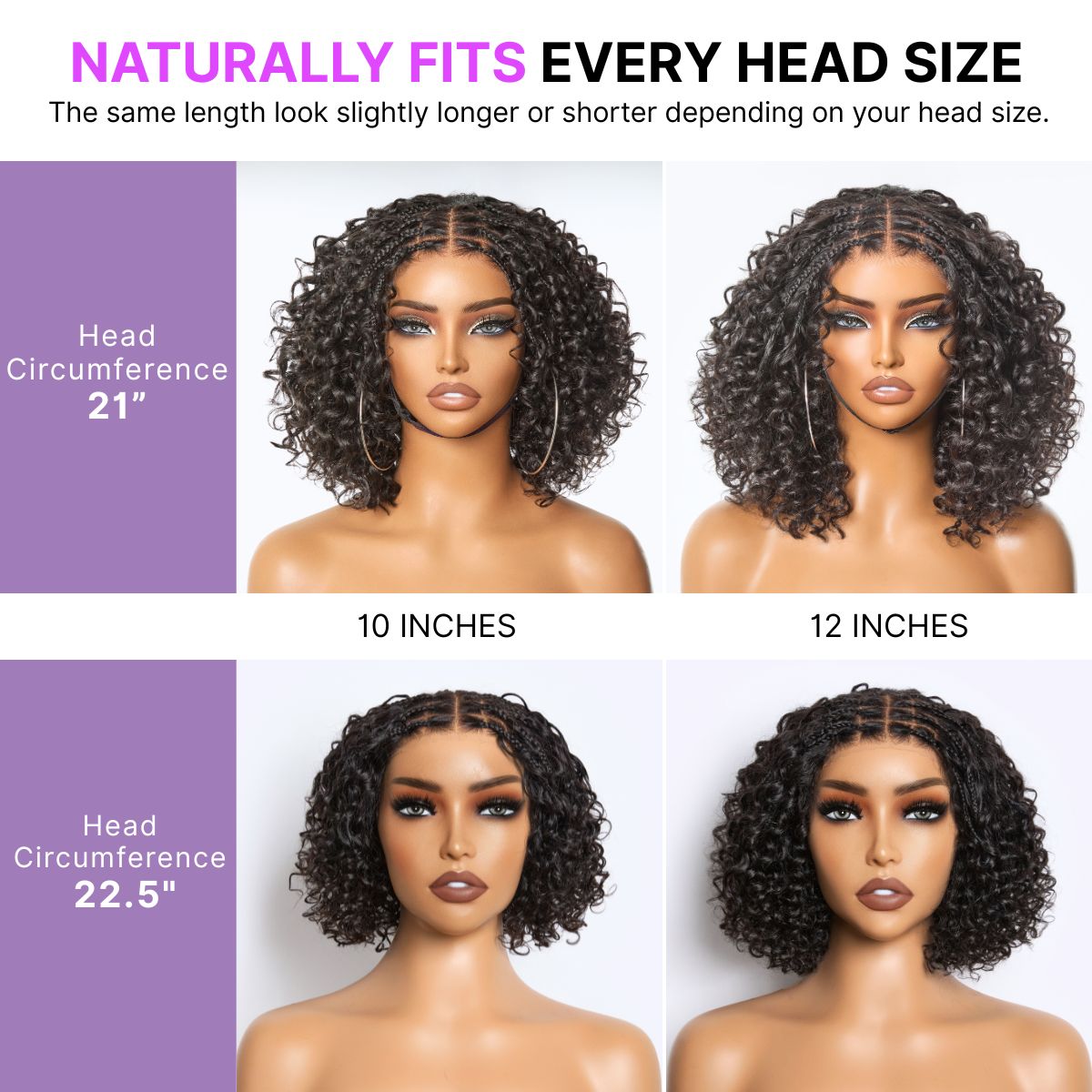 Readitress™ Boho Braids Deep Curly Glueless 5x5 Closure Lace with Braided Top Human Hair Wig Pre-Cut Lace-79