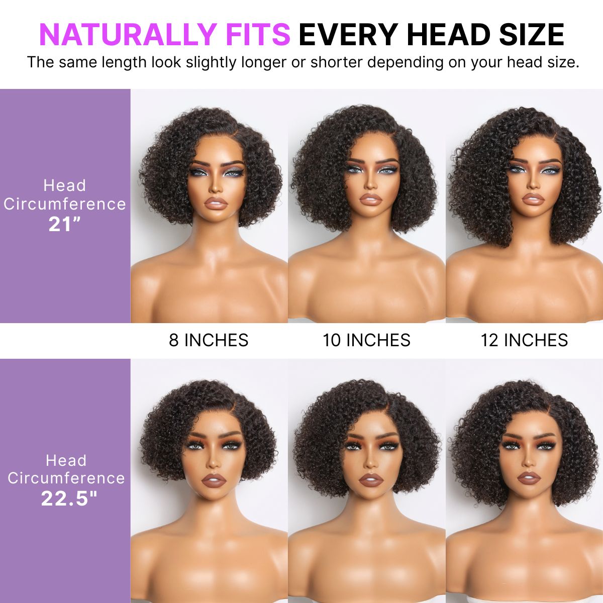 Luvme trendy short curly HD lace glueless side part wig made of 100% human hair with pre-cut lace and minimalist style.