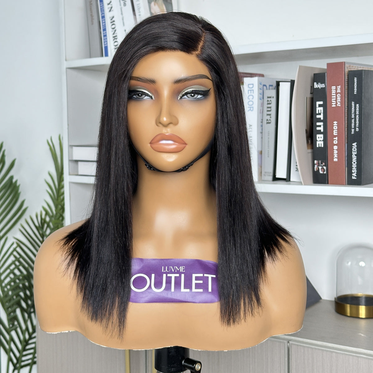 Outlet | Natural Black Yaki Straight Minimalist Lace Glueless Wig 100% Human Hair-01
