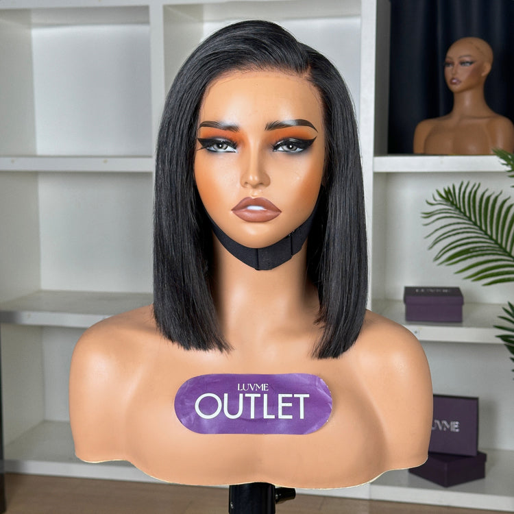 Outlet | Natural Black 13x4 Frontal Lace Bob Wig 100% Human Hair Pre-cut Lace-01