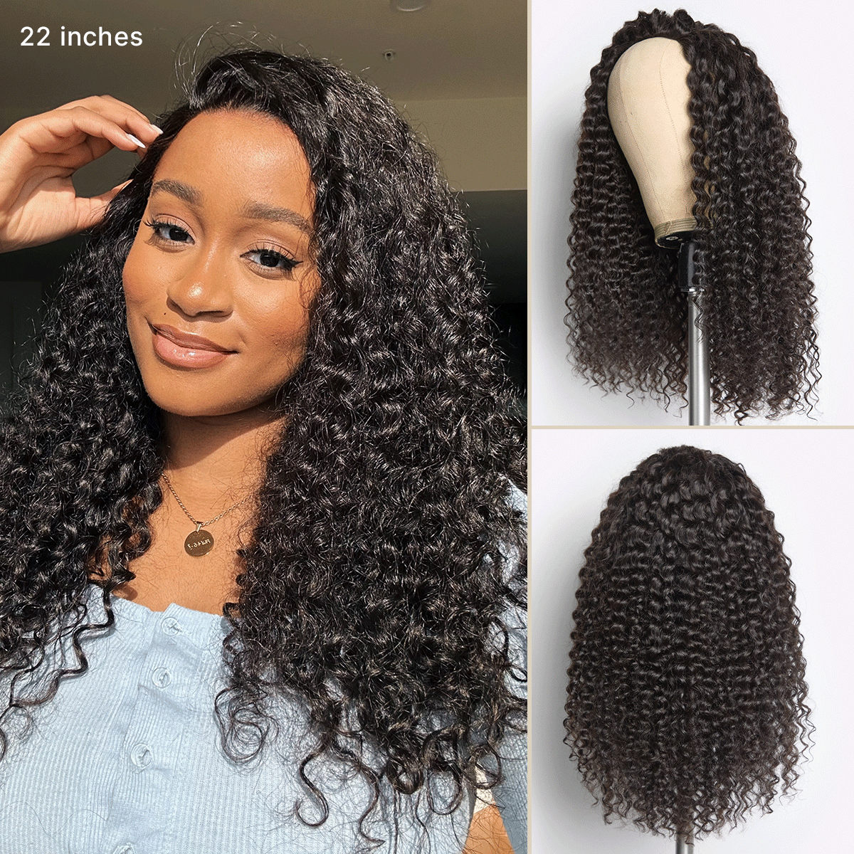 Luvme Too Easy Texture Half Wig 180% Density Fluffy Curly Glueless Flexi-Fit Drawstring Water Wave Wig-02