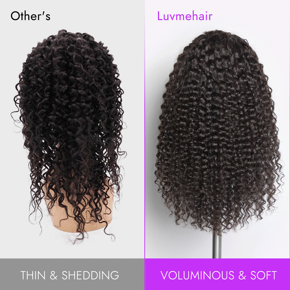 Luvme Too Easy Texture Half Wig 180% Density Fluffy Curly Glueless Flexi-Fit Drawstring Water Wave Wig-06