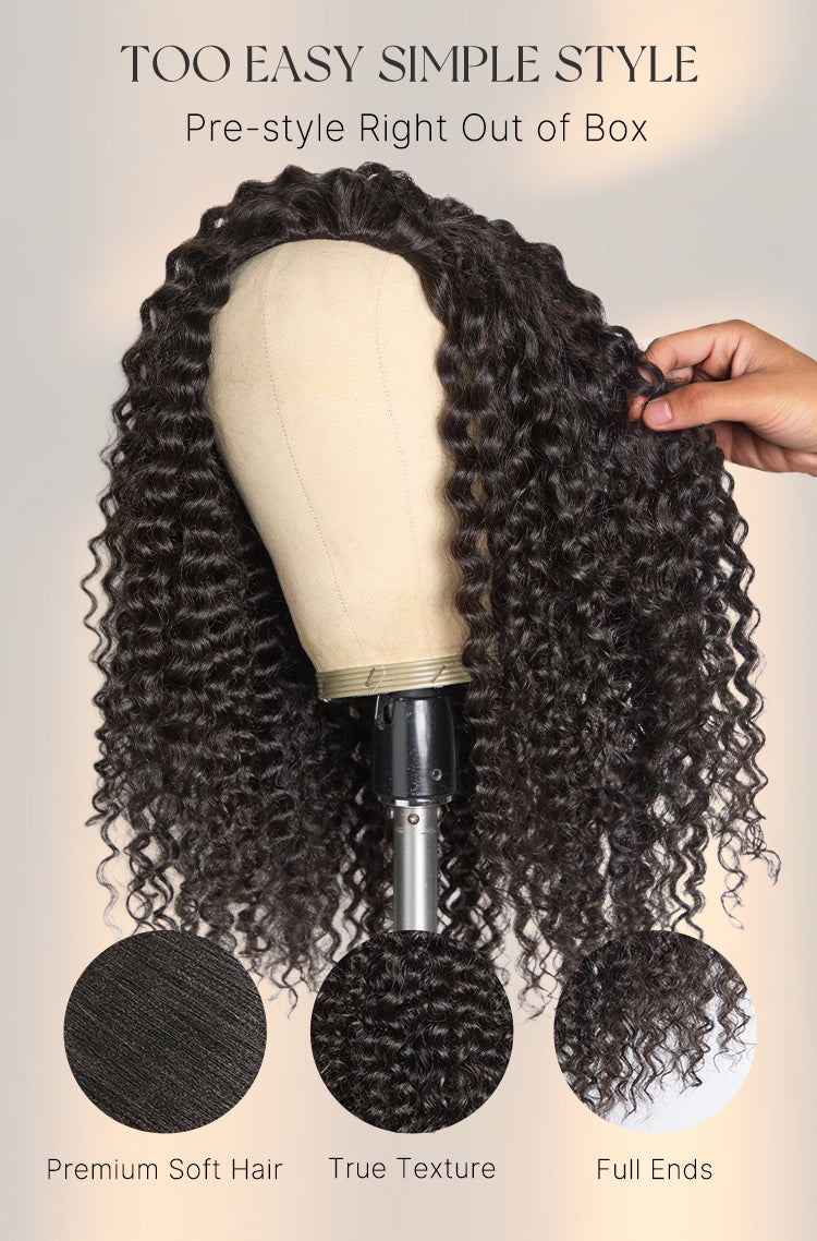Luvme Too Easy Texture Half Wig 180% Density Fluffy Curly Glueless Flexi-Fit Drawstring Water Wave Wig-10