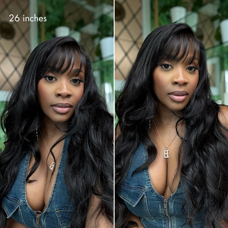 Luvme All-Day Comfort™ Wig 180% Density Loose Body Wave Glueless 7x6 Closure HD Lace Human Hair Wig with Bangs Pre-Cut Lace-49