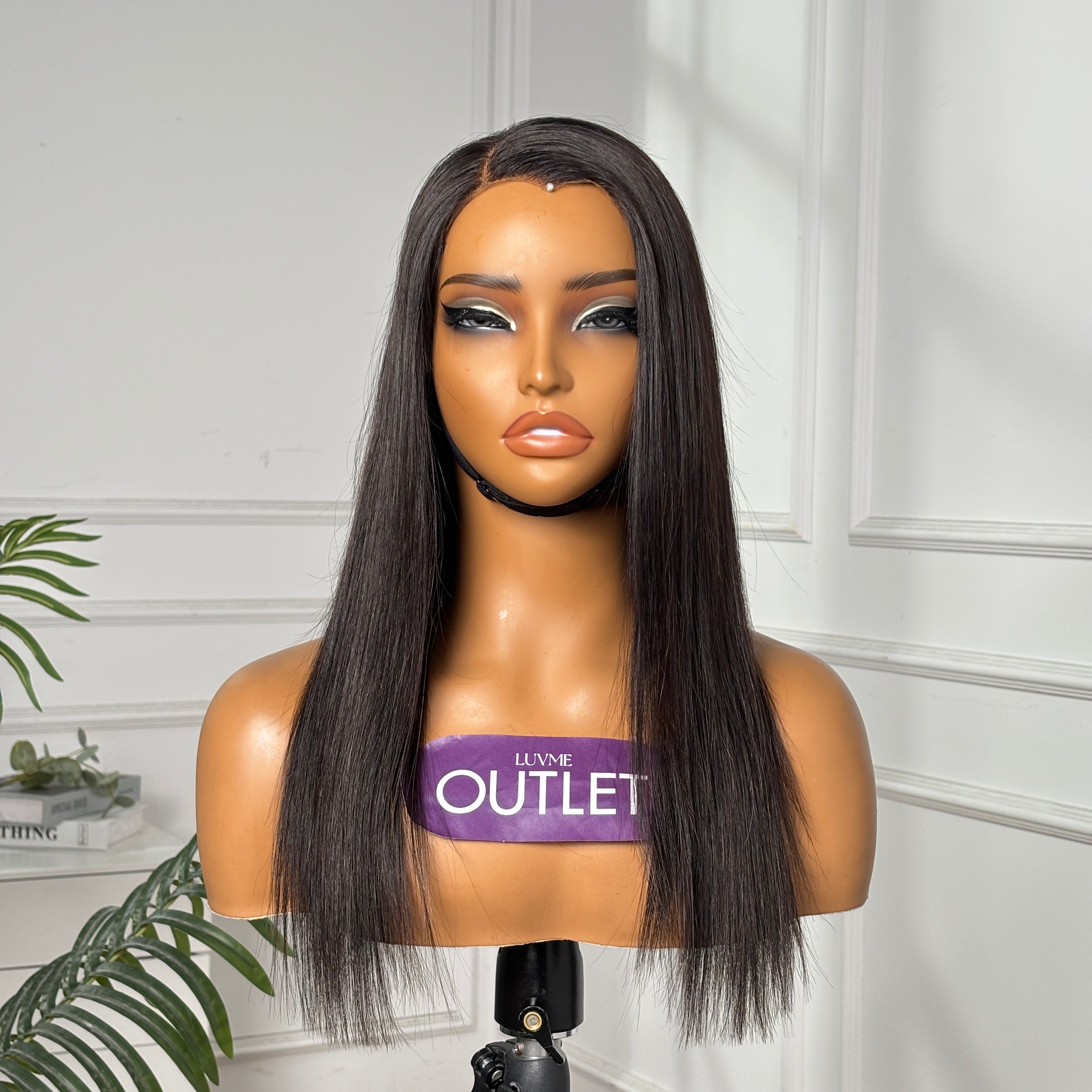 Outlet 10''~24'' | Natural Black Straight  5x5 Closure Lace Glueless Wig Pre-cut Lace-01