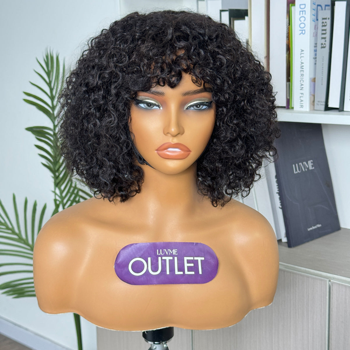 Outlet· 10-12''| Natural Black Kinky Curl Minimalist Lace Glueless Wig-01