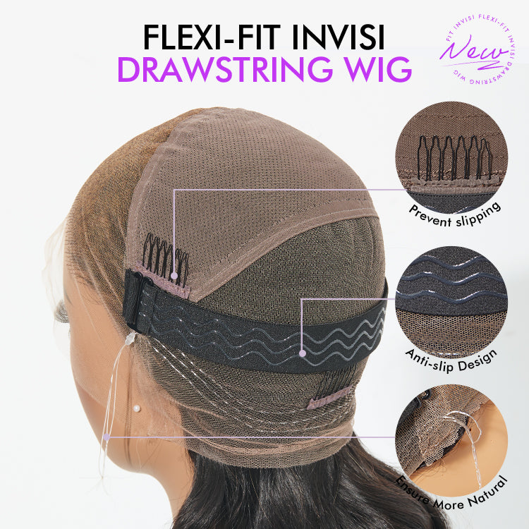 Luvme Hair luxury HD full lace human hair wig with invisible drawstring cap in loose body wave style.