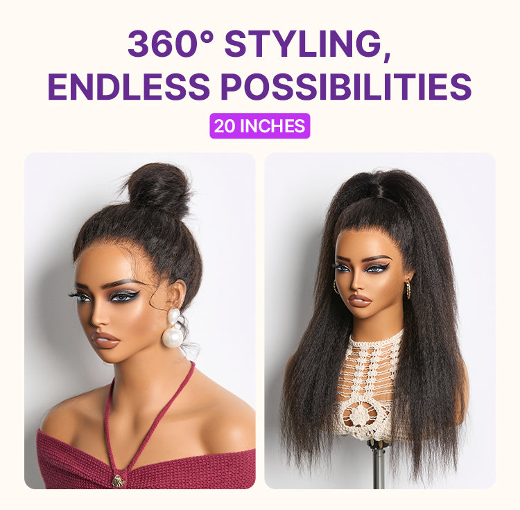 Special Deal | MyOwn-Fit 360 HD Lace Kinky Straight Wig Flexi-Fit Invisi Drawstring Cap & Pre-Cut Lace-18