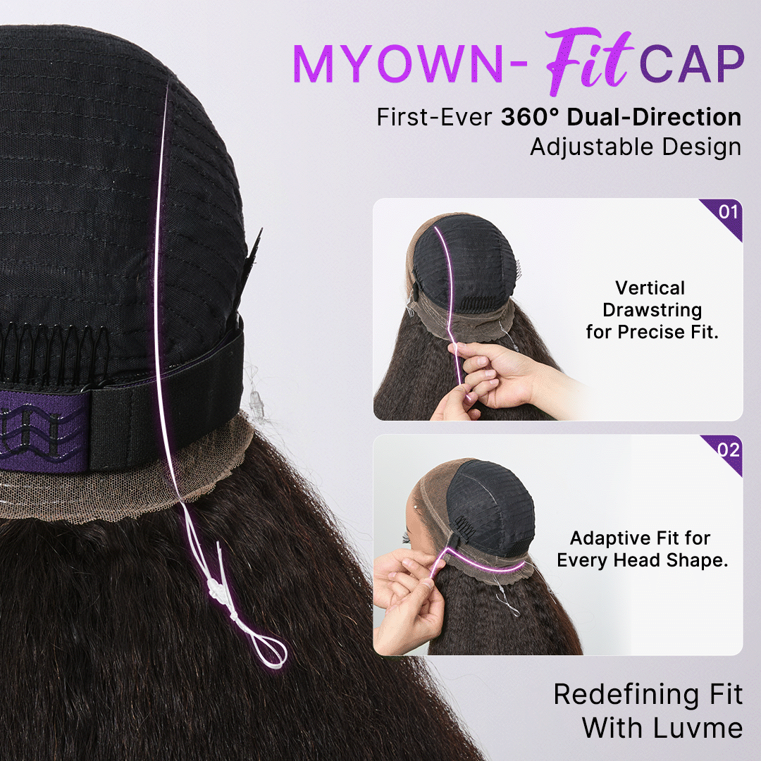 MyOwn-Fit™ 360 HD Lace Kinky Straight Wig Flexi-Fit Invisi Drawstring