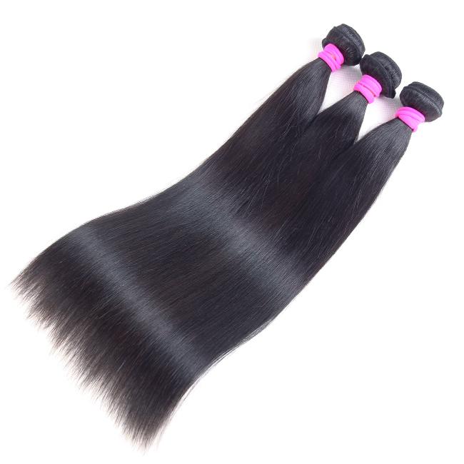 Luvme 100% virgin human hair bundle with straight or body wave style, showcasing smooth, full hair extension.