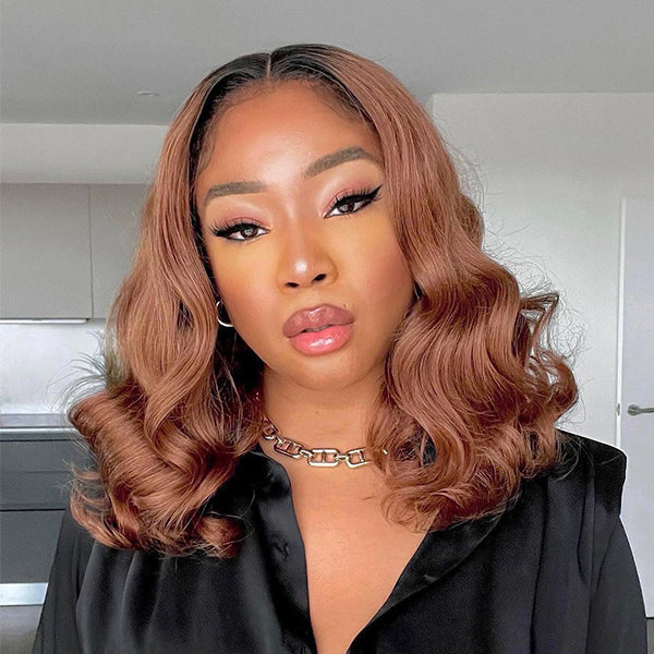 Limited Restock | Ombre Brown Loose Wave 4x4 Closure Lace Glueless Mid Part Long Wig 100% Human Hair- US Only-01