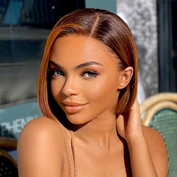 Ombre Mandarin Brown T Part Lace Bob Wig-03