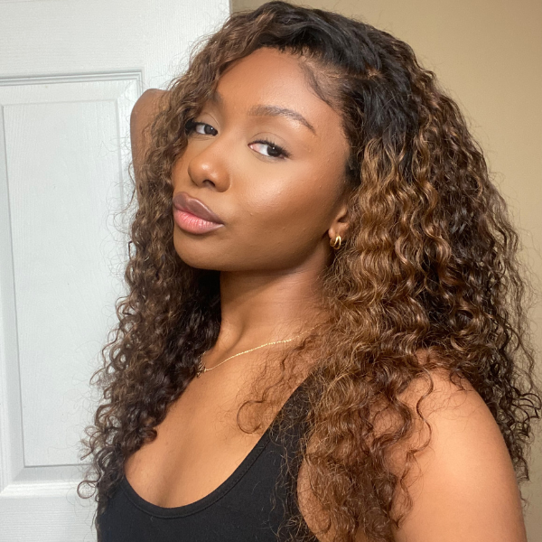 Mix Chestnut Brown Deep Wave 13x4 Frontal HD Lace Side Part Long Human Hair Wig - US Only-01