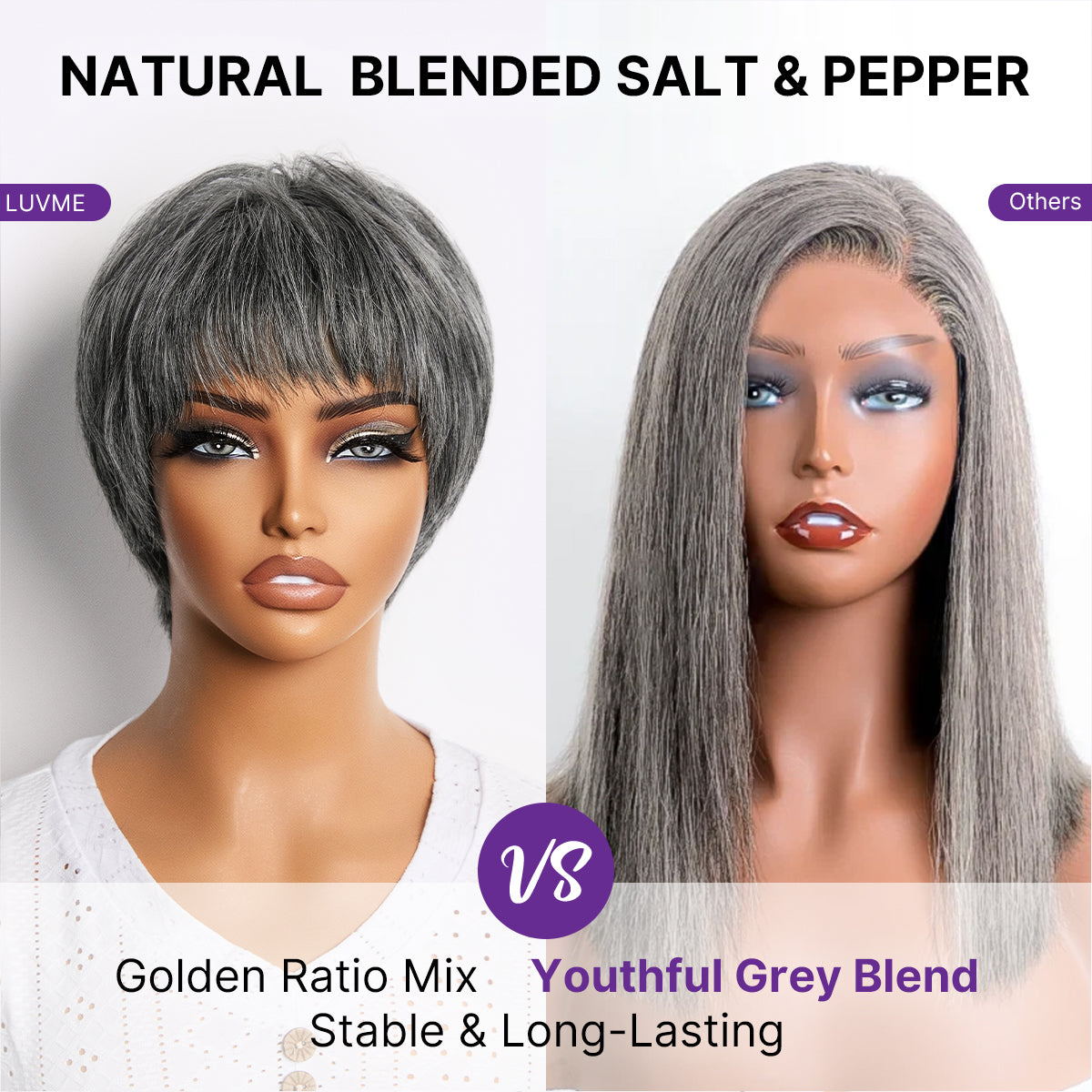 Salt & Pepper 100% Human Hair Short Pixie Cut Glueless Wig with Bangs Ultra Comfort Skin-Like Soft Care Hair Loss Friendly-27