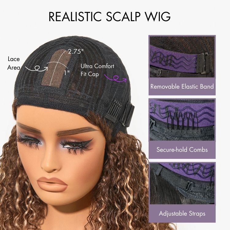 2 for $159.9 | 10 Inches Brown Highlight Water Wave Minimalist Lace Wig + 10 Inches Ear-to-Ear Wide T Lace Bob Wig-11