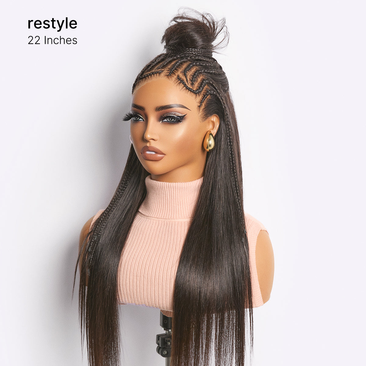 Luvme Hair Readitress™ 180% density silky straight human hair lace wig with pre-braided style and 13x4 frontal lace.