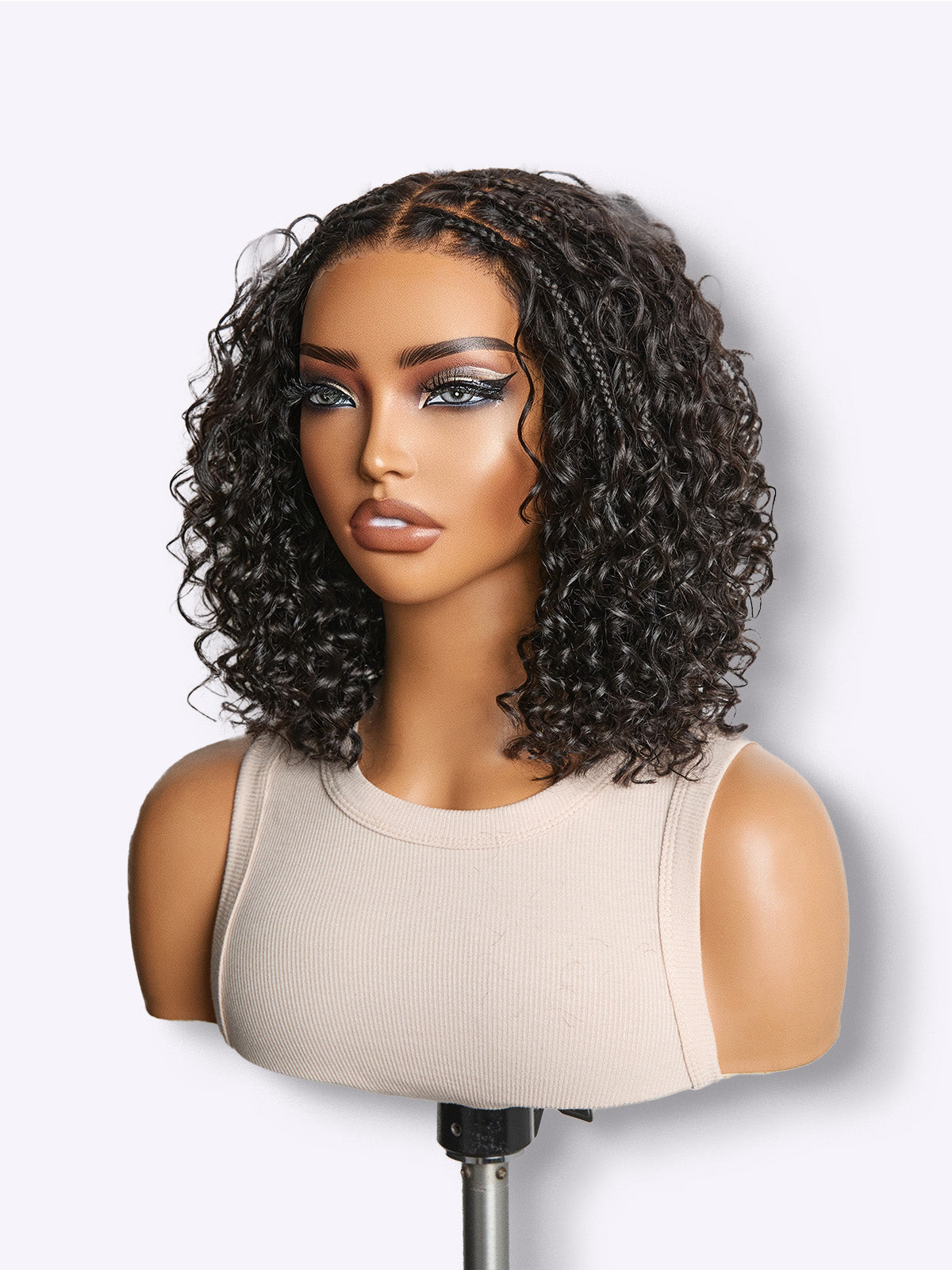 Readitress™ Boho Braids Deep Curly Glueless 5x5 Closure Lace with Braided Top Human Hair Wig Pre-Cut Lace-02