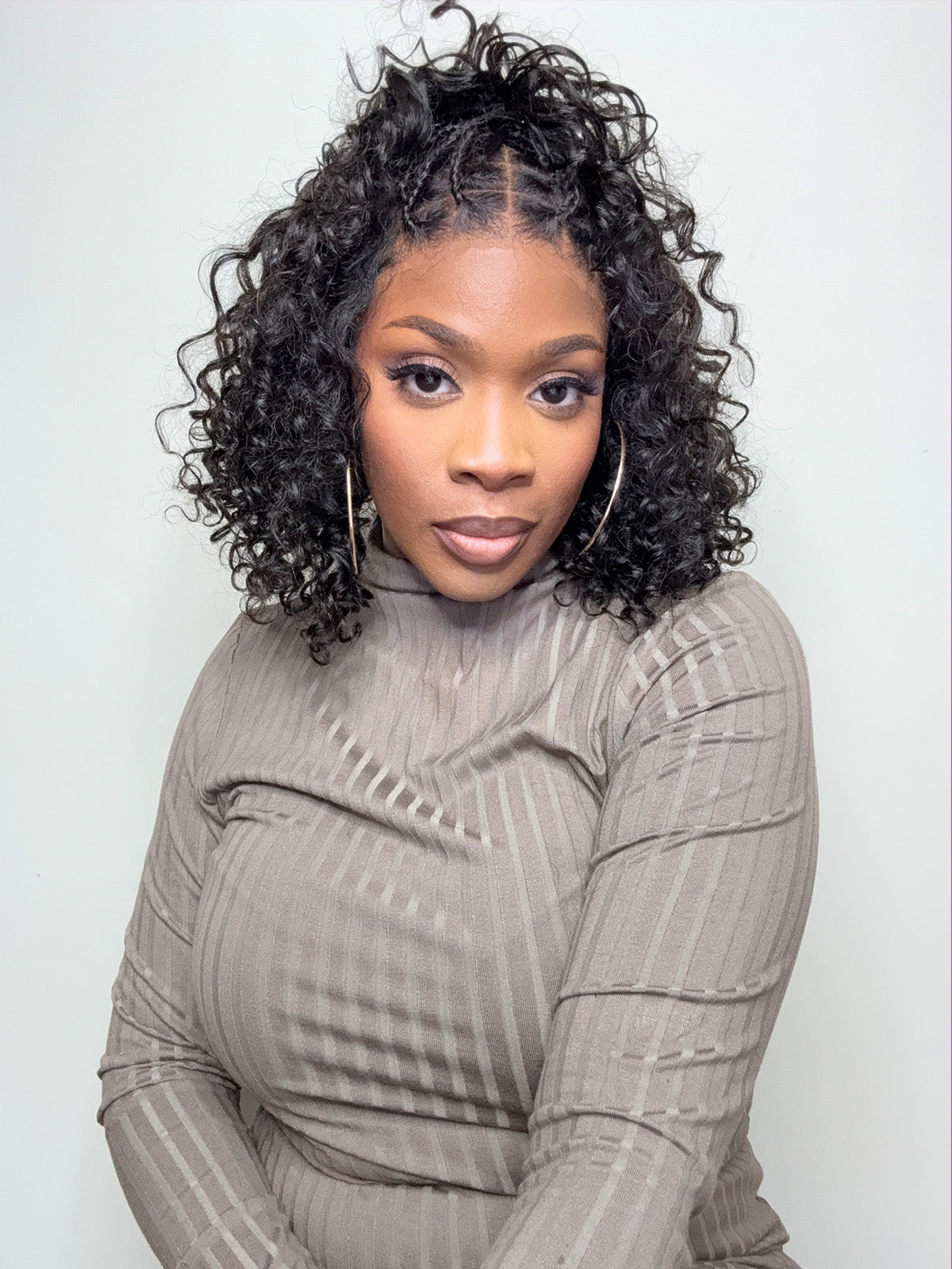 Readitress Boho Braids Deep Curly Glueless 5x5 Closure Lace with Braided Top Human Hair Wig Pre-Cut Lace-16