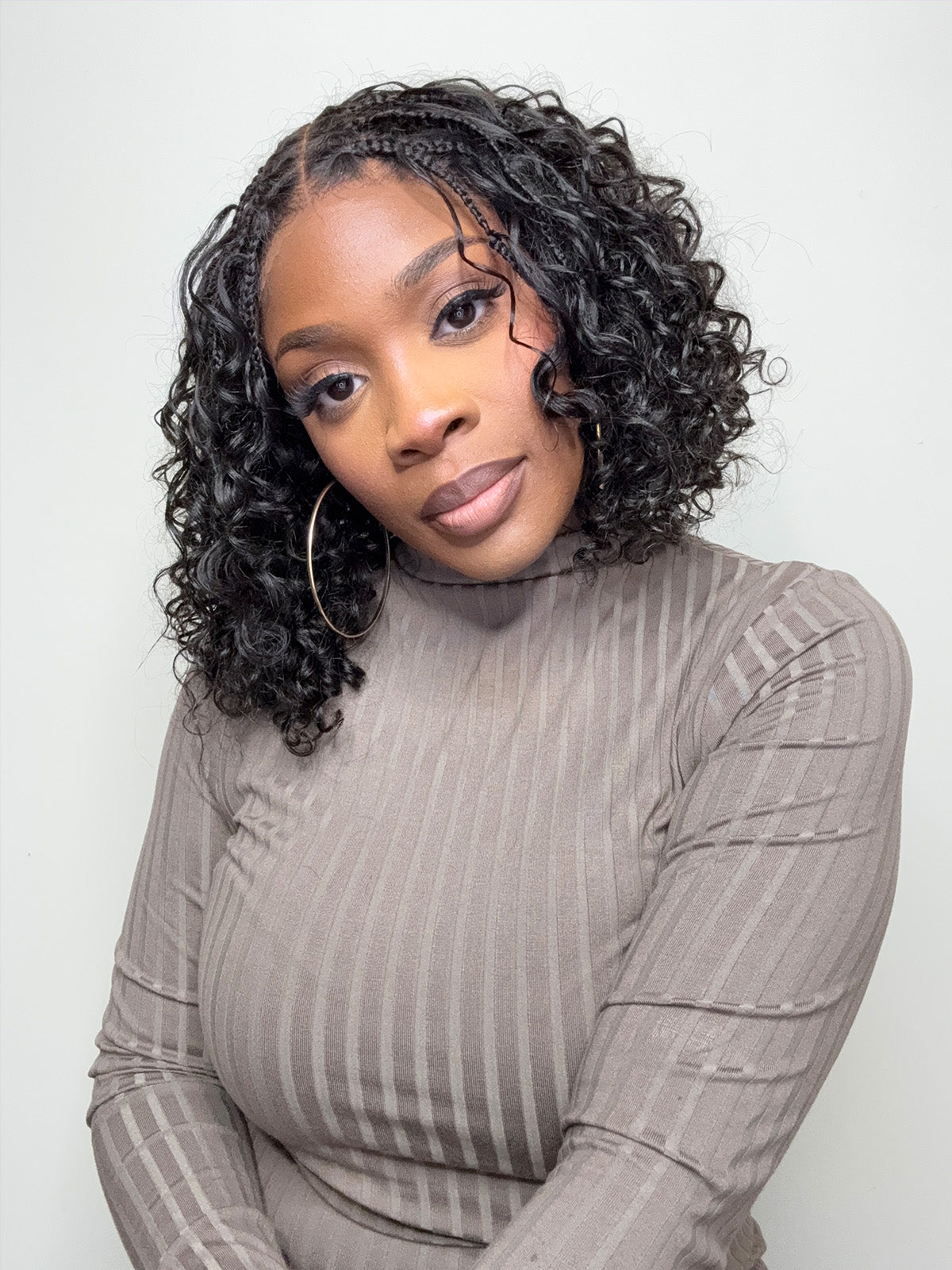 Readitress Boho Braids Deep Curly Glueless 5x5 Closure Lace with Braided Top Human Hair Wig Pre-Cut Lace-17