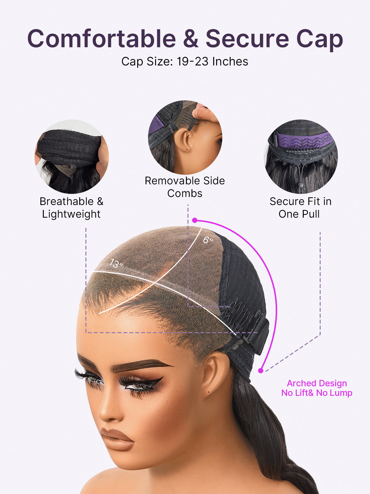 NatureMAX 200% Density Deep Wave Glueless 13x6 HD Lace Front Wig Human Hair Pre-Cut Lace Flexi-Fit Drawstring Cap-08