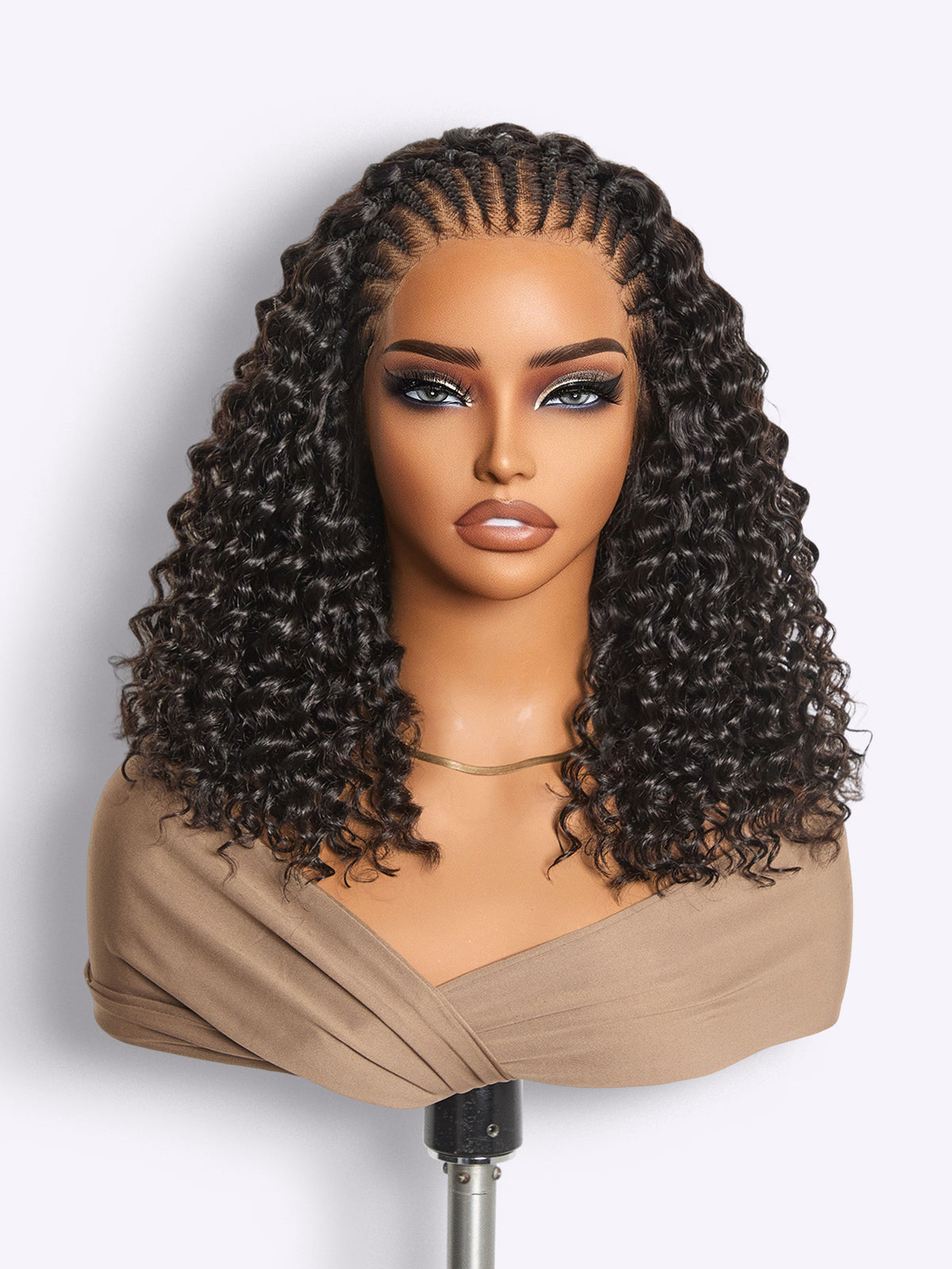 Readitress™ Knotless Fulani Braids Deep Wave Glueless Ear-to-ear 13x4 Frontal HD Lace Wig Human Hair-01