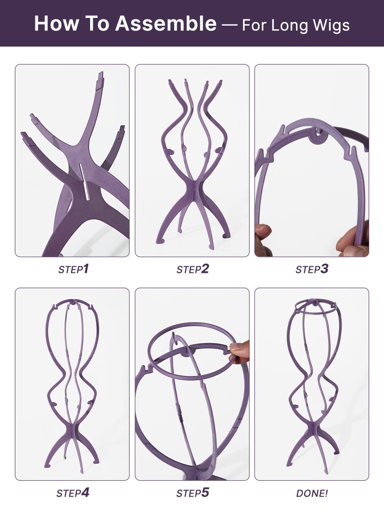 Luvme Hair portable collapsible wig stand for all wigs, durable and compact wig holder shown in the image.