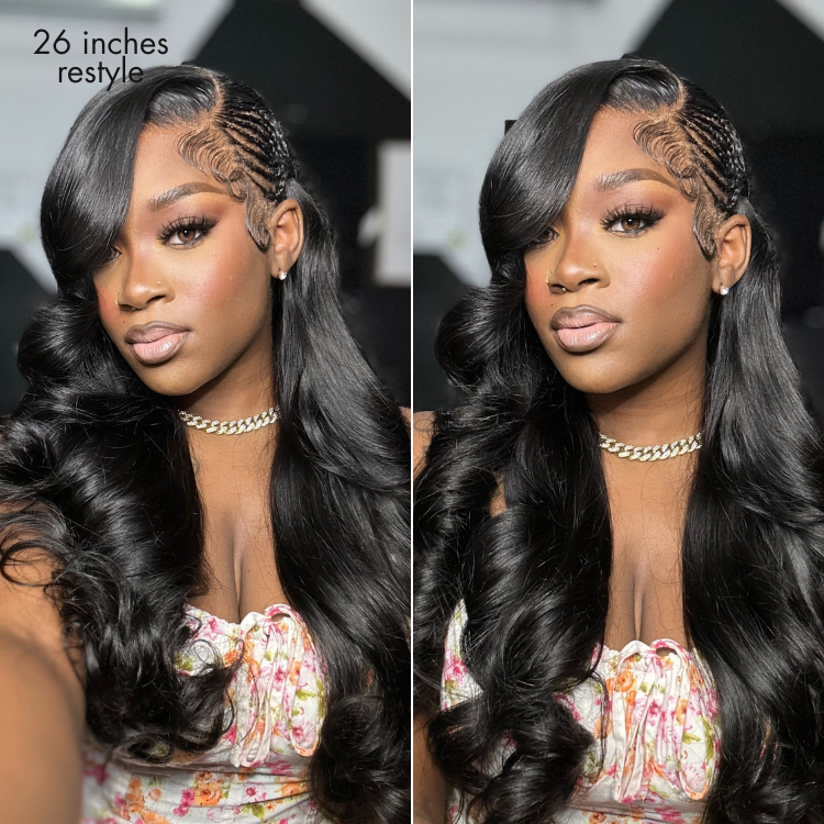 Luvme Hair NatureMAX™ 200% Density Ombre Brown / Natural Black HD Lace Front Wig with loose wave, pre-cut lace, and adjustable cap