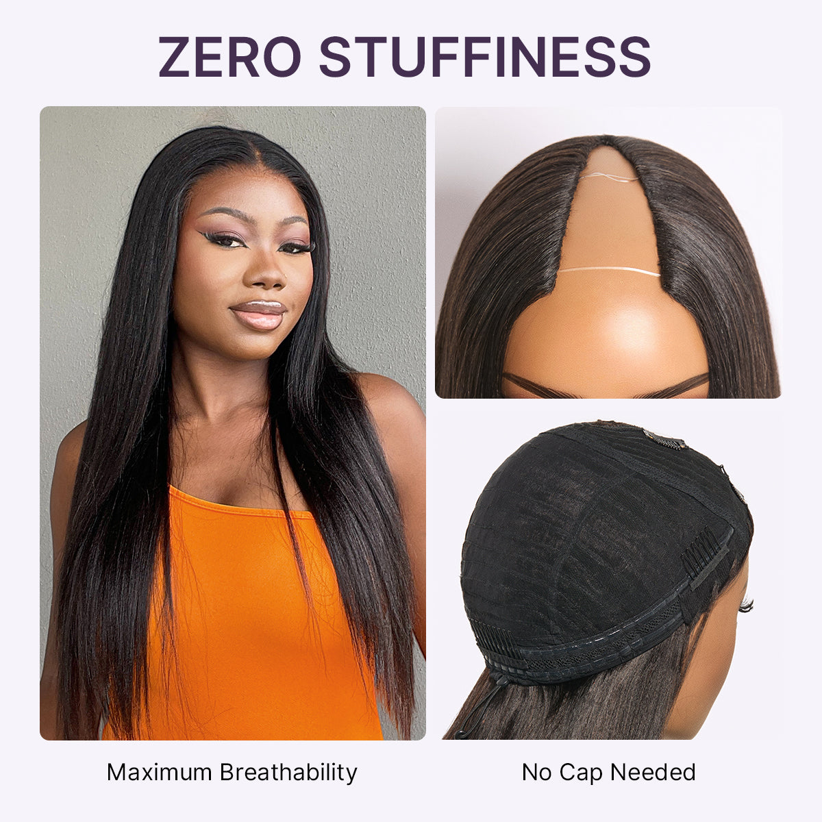 True Scalp Yaki Straight V Part Glueless Human Hair Wig Flexi-Fit Drawstring-06