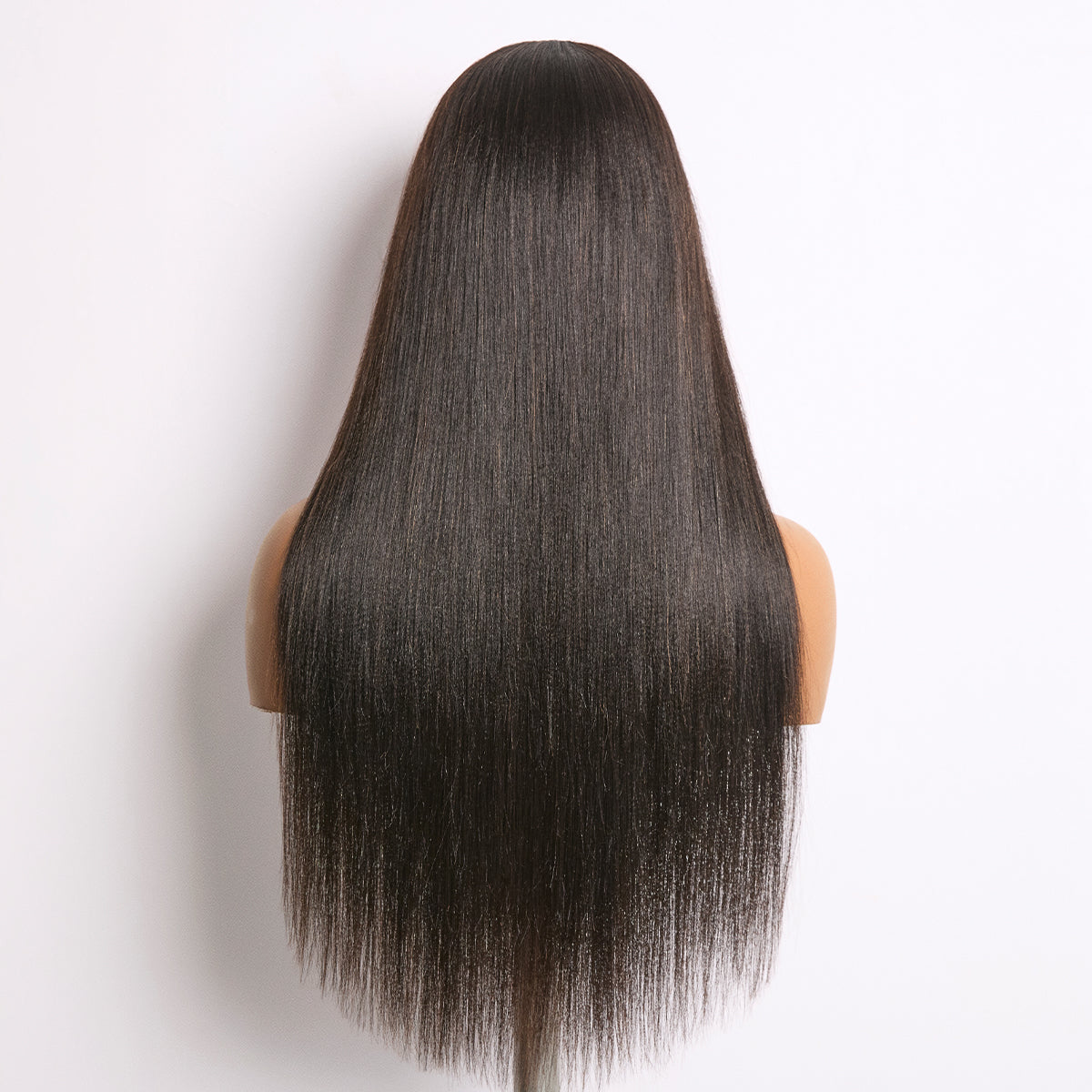True Scalp Yaki Straight V Part Glueless Human Hair Wig Flexi-Fit Drawstring-12