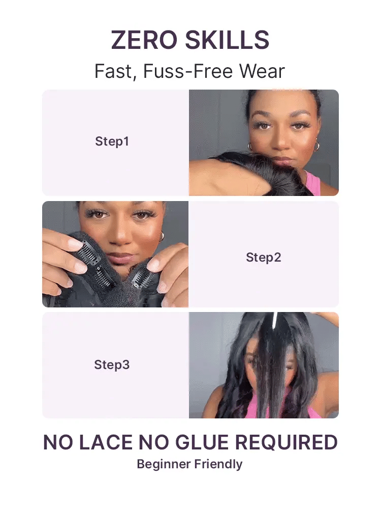 True Scalp Kinky Straight V Part Glueless Human Hair Wig Flexi-Fit Drawstring-13